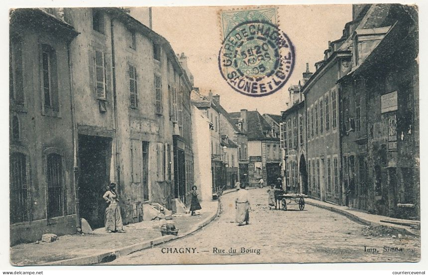 CPA - CHAGNY (Saône Et Loire) - Rue Du Bourg (  Cachet Gare De Chagny S/5c Blanc) - Chagny
