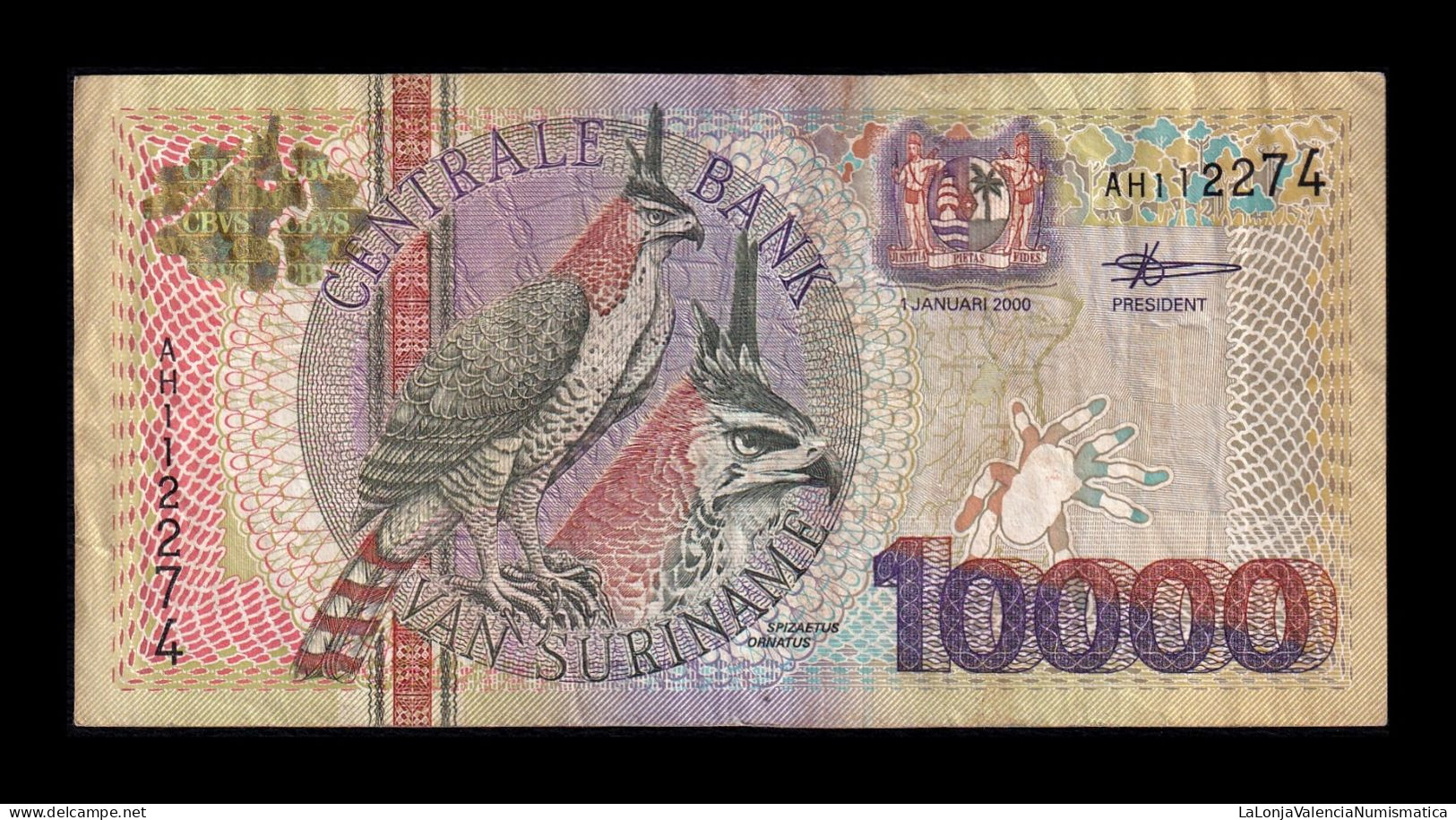 Surinam Suriname 10000 Gulden 2000 Pick 153a Mbc Vf - Suriname