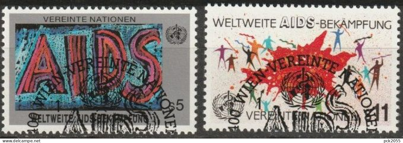 UNO Wien 1990 M-iNr. 100 - 101 O  Gestempelt Weltweitweite - Aids-Bekämpfung ( 2333/3) - Usados