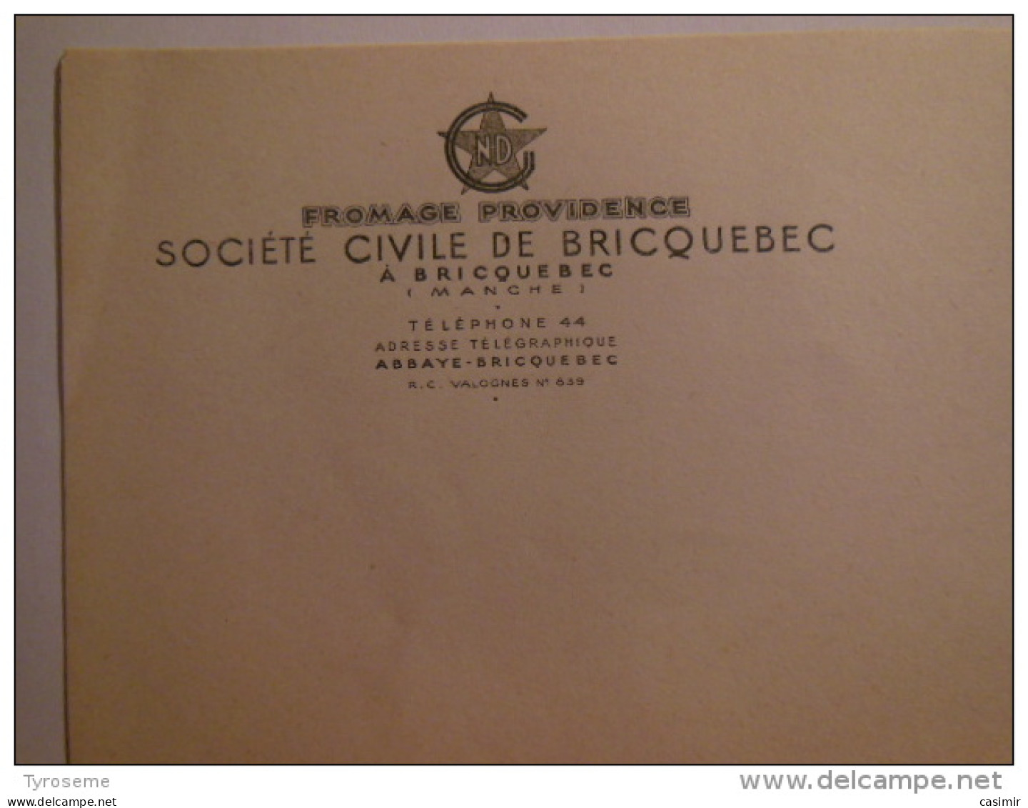 T172 / Facture Fromage Providence Société Civile De Bricquebec - Manche - Facturen