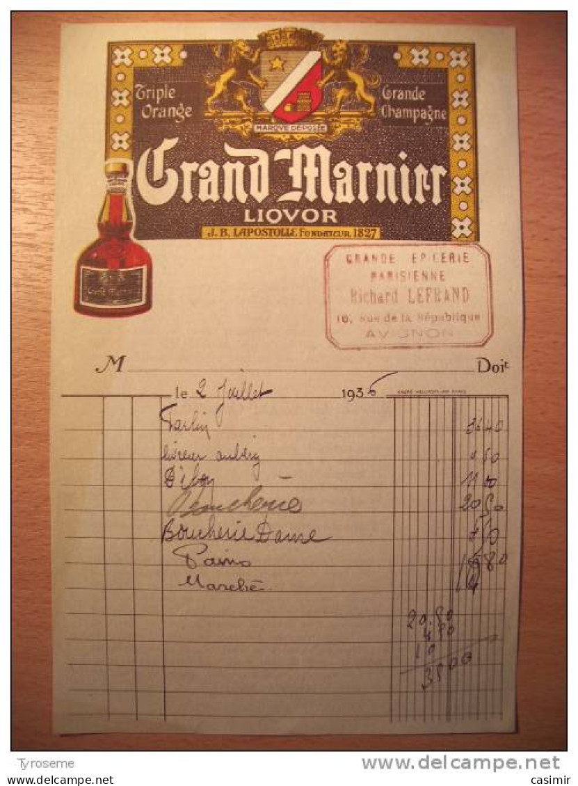 T565 / Facture 1936 CHERRY ROCHER GRANDE LIQUEUR - Invoices