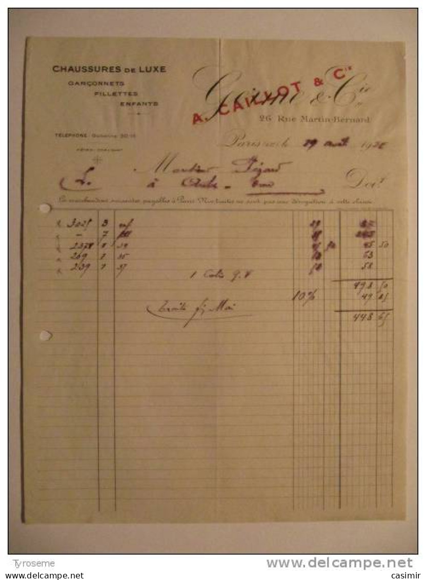 T541 / Facture 1921 Chaussures De Luxe GERME & Cie 26 Rue Martin-Bernard à Paris XIII° - Invoices