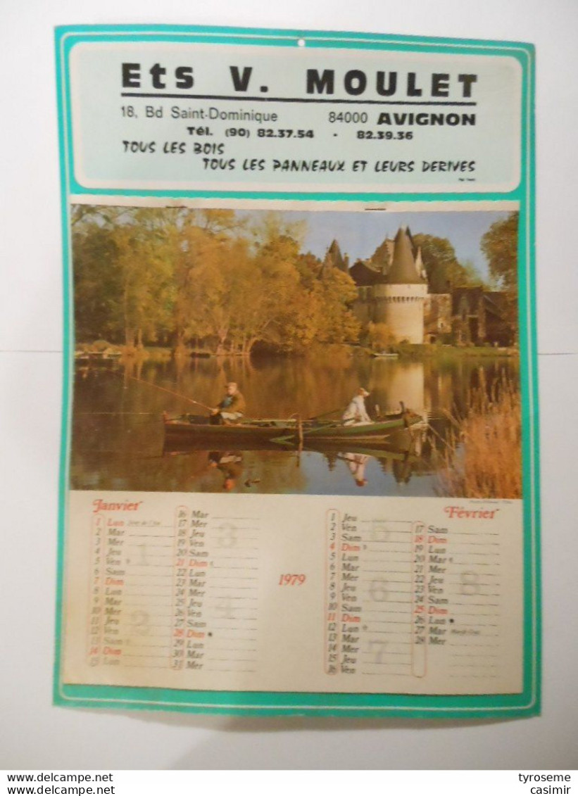 Cal04 - CALENDRIER 1979 - V. MOULET - 18 Boulevard Saint-Dominique AVIGNON - PANNEAUX DE BOIS - Big : 1971-80