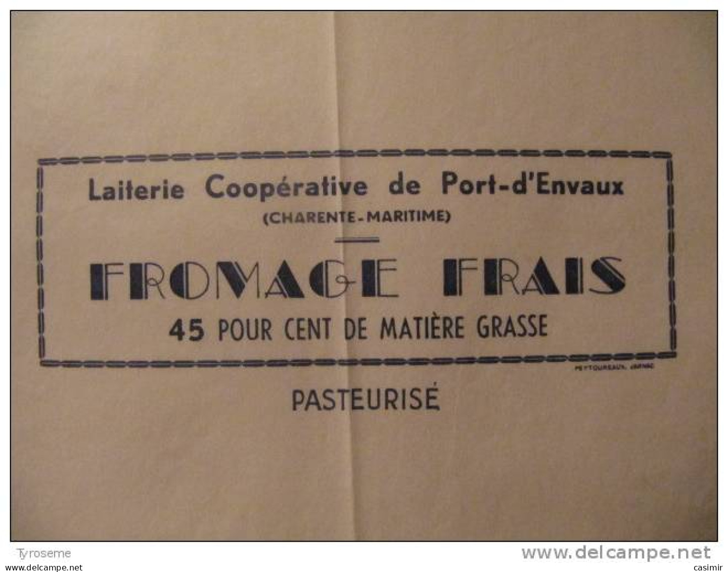 T731 / étiquette D'emballage Fromage De La Laiterie De PORT D'ENVAUX - Charente-Maritime - Invoices