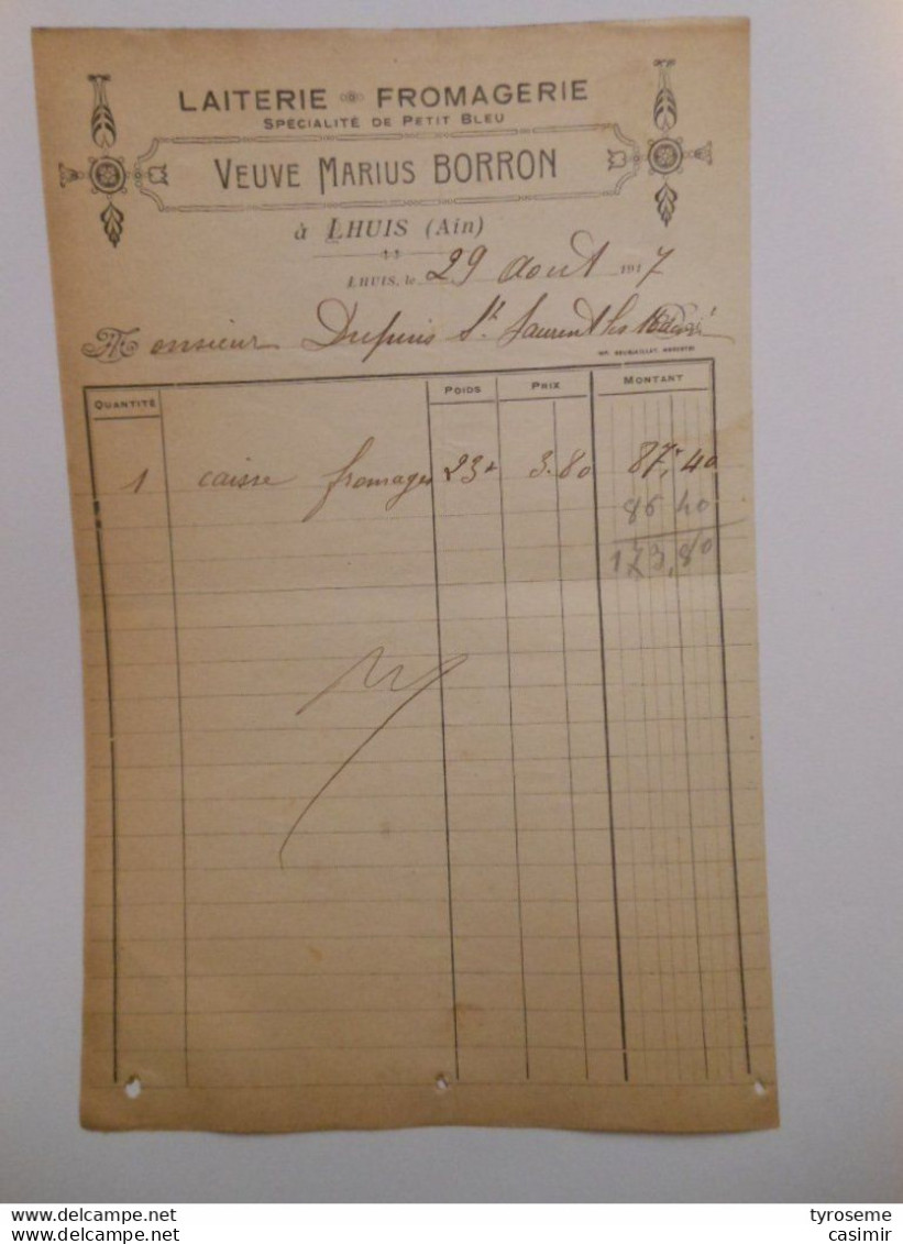 T064 / Facture Laiterie Fromagerie Veuve Marius Borron à Lhuis (Ain) - Invoices