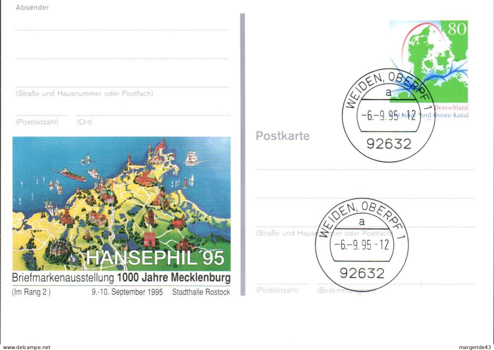 ALLEMAGNE ENTIER CARTE REPIQUE HANSEPHIL '95 - Privatpostkarten - Ungebraucht