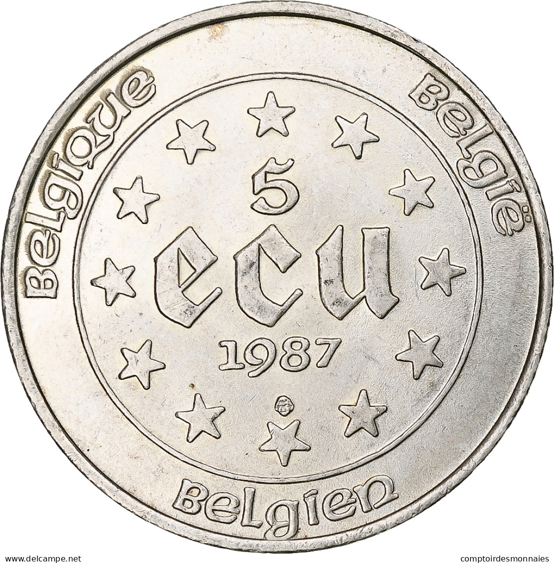 Monnaie, Belgique, 5 Ecu, 1987, SUP+, Argent, KM:166 - Ecus