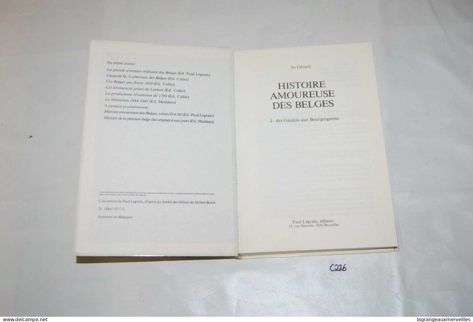 C226 Ouvrage - Histoire Amoureuse Des Belges - Legrain - Belgian Authors