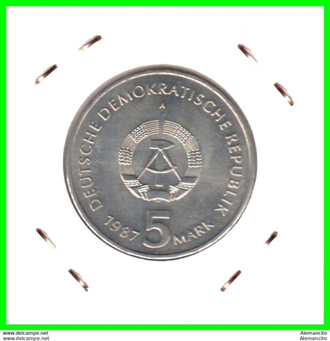 ( GERMANY DDR ) REPUBLICA DEMOCRATICA DE ALEMANIA MONEDA DE 5.00 -DM AÑO 1987 - SIN CIRCULAR (UNIVERSAL CLOCK) - 5 Marcos