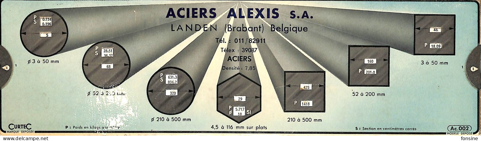 Landen (Brabant) - Régle De Calcul - Vente Acier Alexis - Altri & Non Classificati
