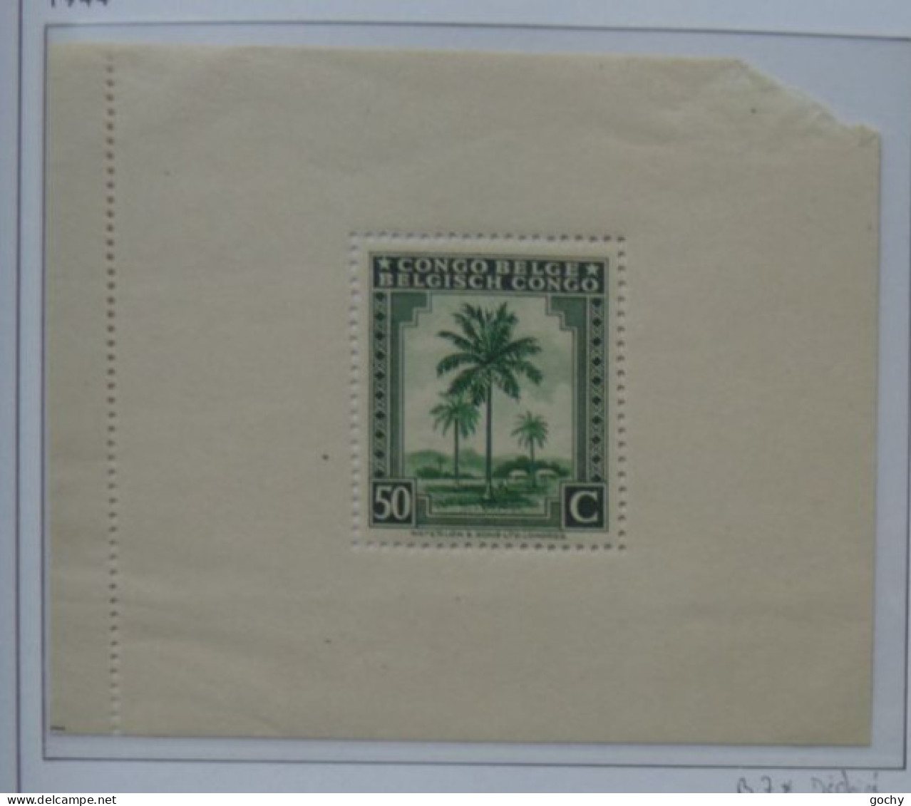 Belgian Congo Belge - 1944  : Bloc 7 * Amincis  - Cote: 70,00€     Bloc Message - Blocks & Sheetlets