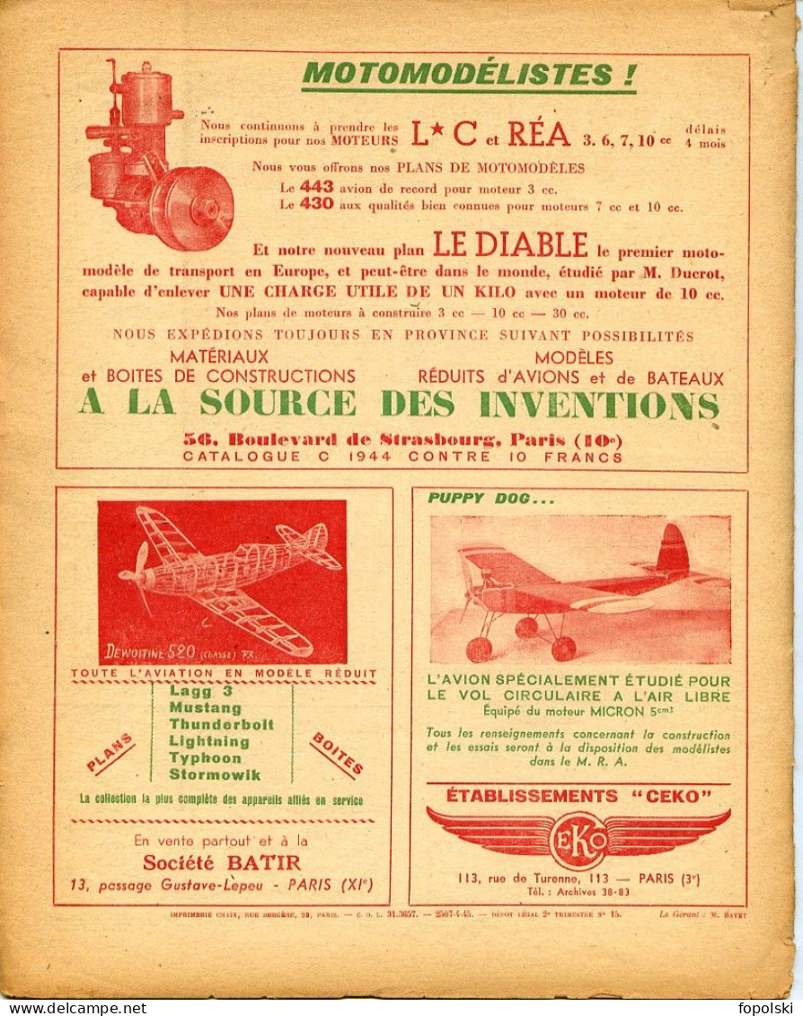 Revue - Le modèle réduit d'avion 28 numéros entre le 77 (Avril 1945) et le 363 (Aout 1969)