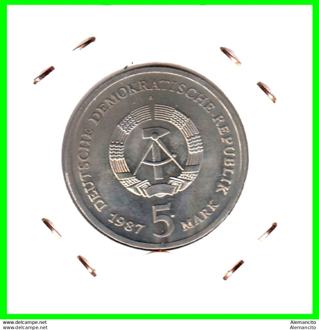 ( GERMANY DD) REPUBLICA DEMOCRATICA DE ALEMANIA  MONEDA DE 5-DM AÑO 1987 - ALEMANIA DDR - 5 DM (CITY HALLBUILDING) - 5 Mark