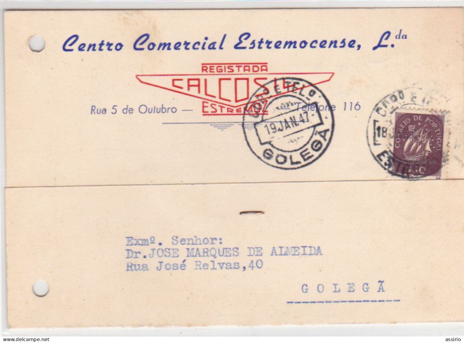 Portugal - 2 Postais Do Alentejo  -João Farinho  Em Beja 1929  +Centro Comercial De Estremoz 1947 - Evora