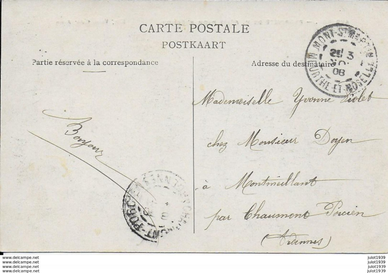AUBANGE ..-- Propriété De Mr  Félix PLOM - PREGNON .1908 Vers CHAUMONT - PORCIEN . Voir Verso . - Aubange