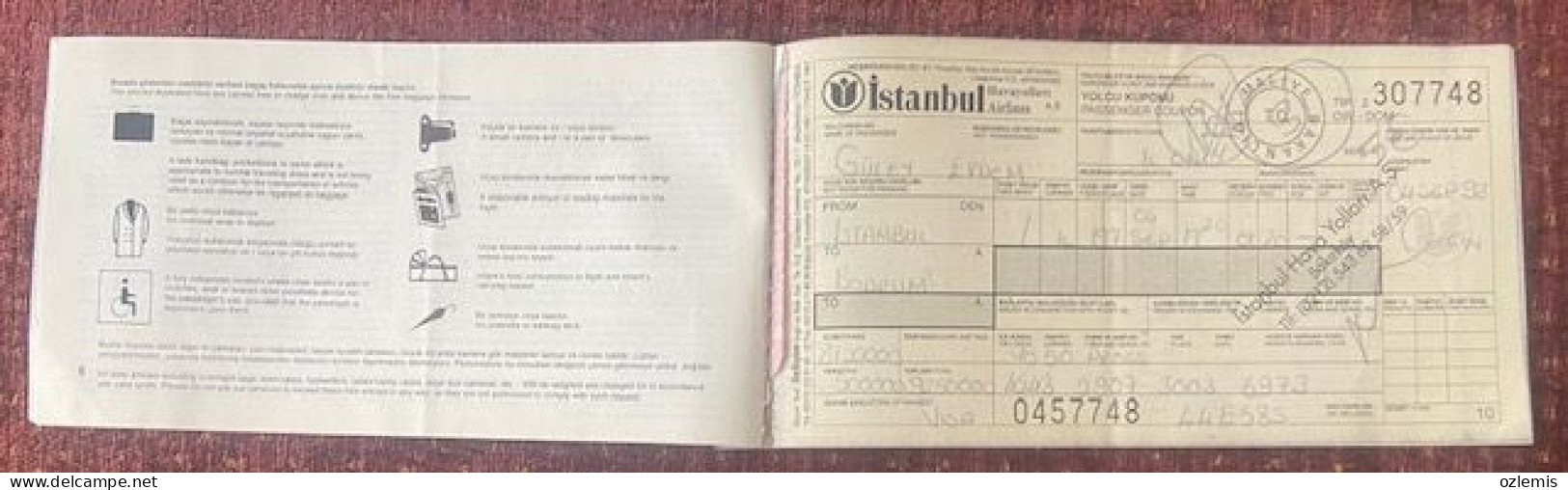 TURKEY,TURKEI,TURQUIE ,ISTANBUL AIRLINES ,TICKET - Biglietti