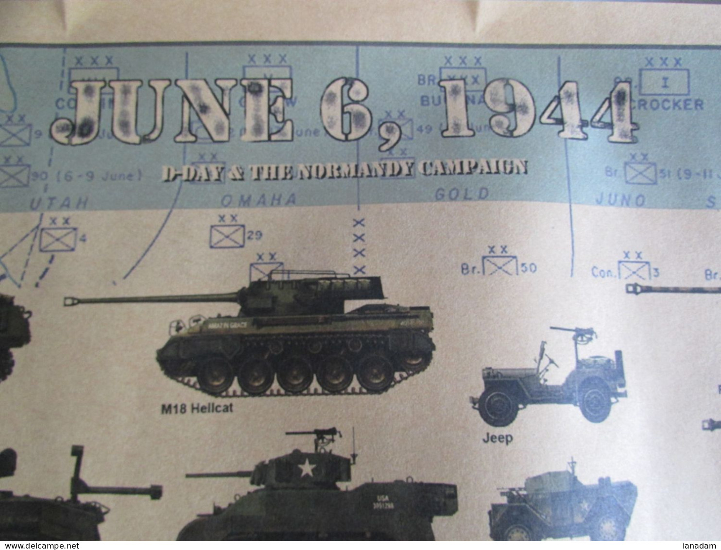 WW2 D-Day Military Vehicles Poster Tanks, Jeeps Etc. - 1939-45