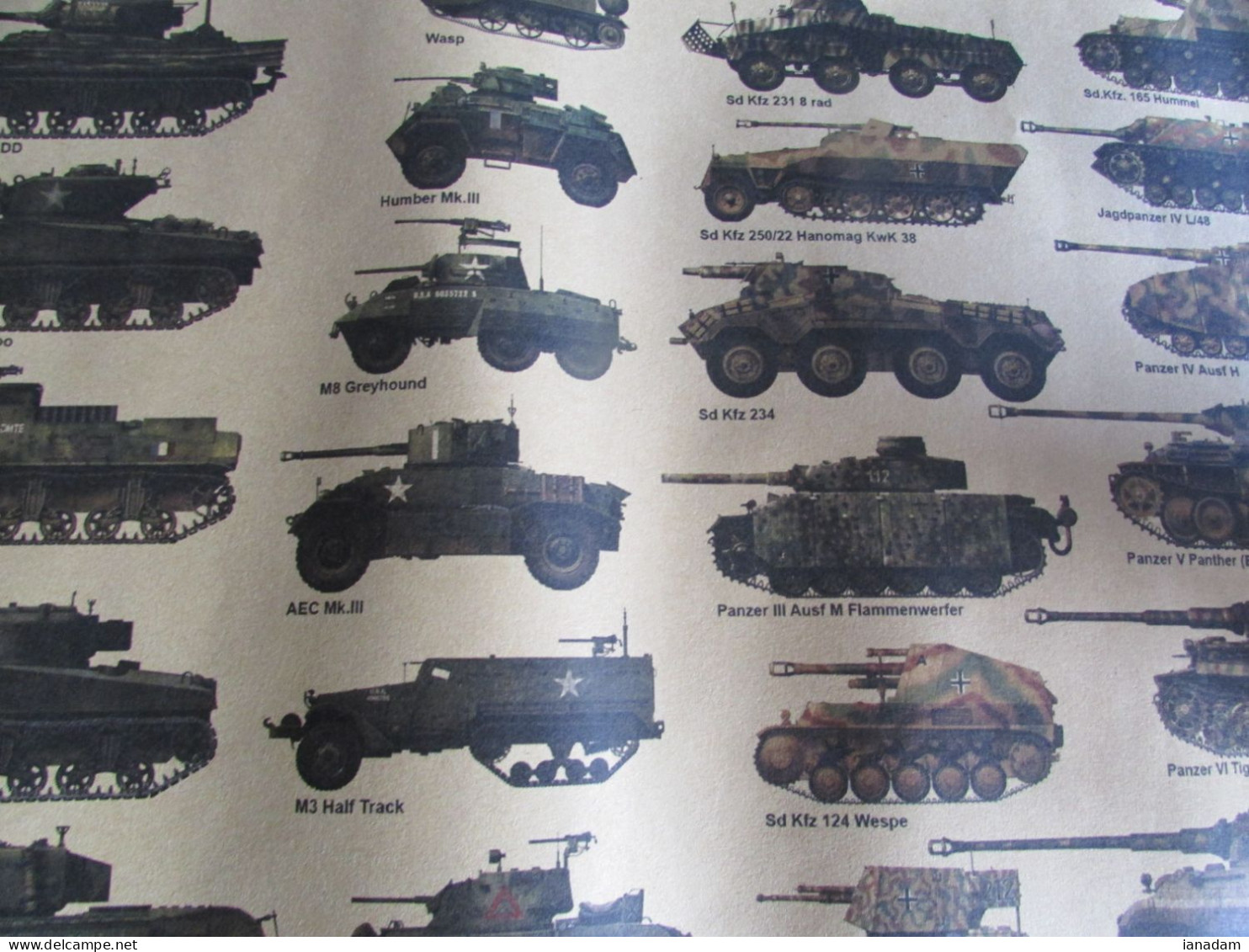 WW2 D-Day Military Vehicles Poster Tanks, Jeeps Etc. - 1939-45