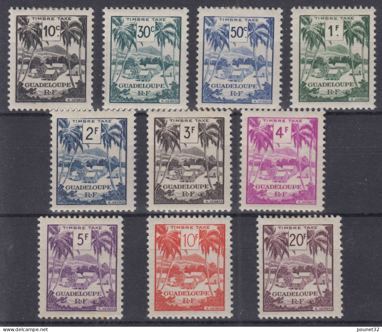 GUADELOUPE 1947 SERIE TAXE N° 41/50 NEUFS * GOMME AVEC CHARNIERE - Postage Due