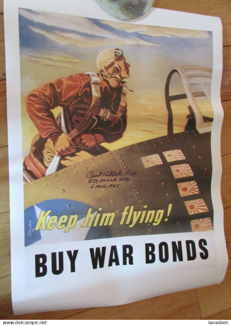 General Paul Tibbits Enola Gay Signed WW2 Poster With COA - 1939-45