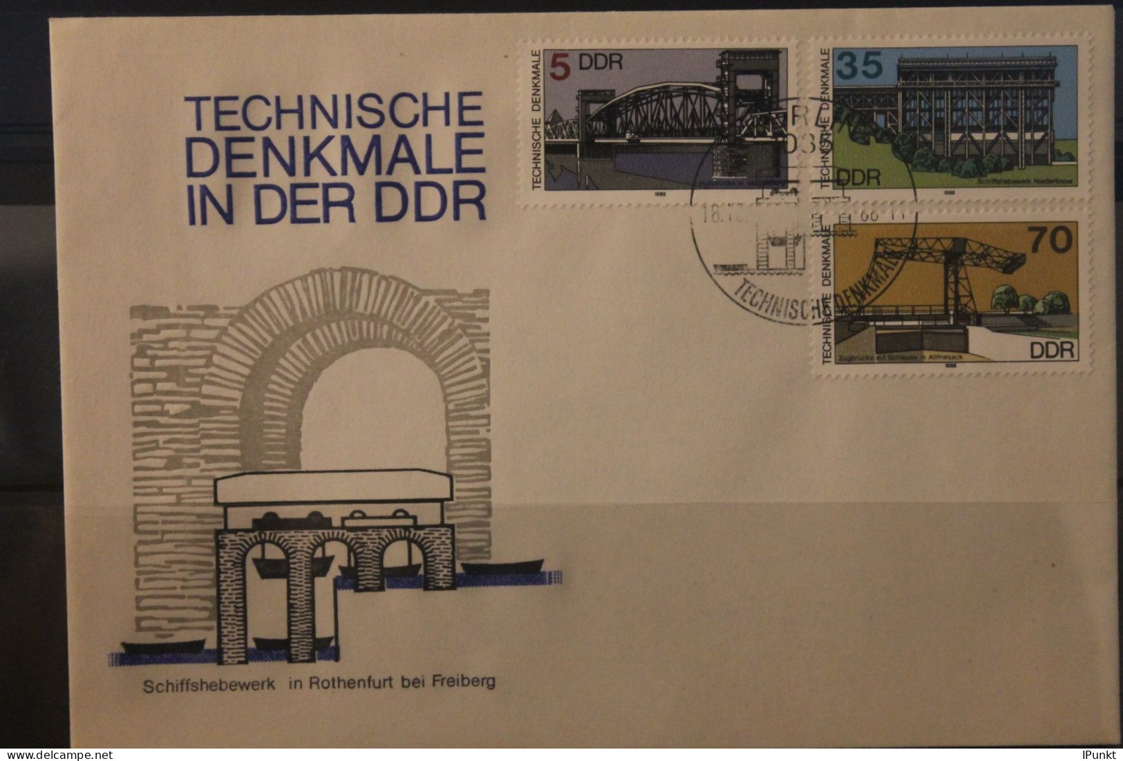 DDR 1988; FDC Technische Denkmale (IV); MiNr. 3203-07 - 1981-1990