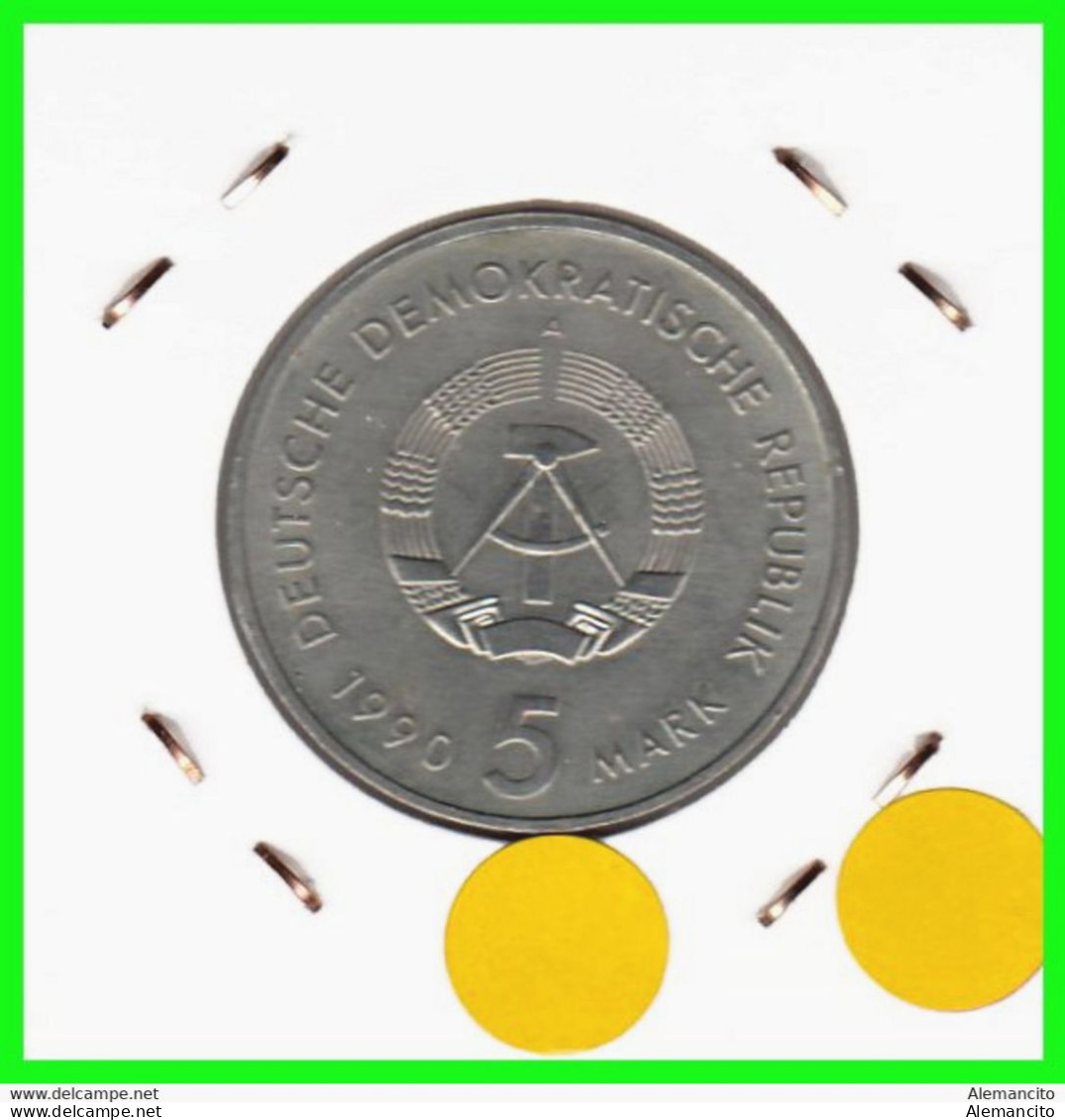 ( GERMANY DDR ) REPUBLICA DEMOCRATICA DE ALEMANIA AÑO 1990 MONEDA DE 5-DM - KM-134  ( 500 YEARS OF POSTAL SERVICE ) - 5 Mark