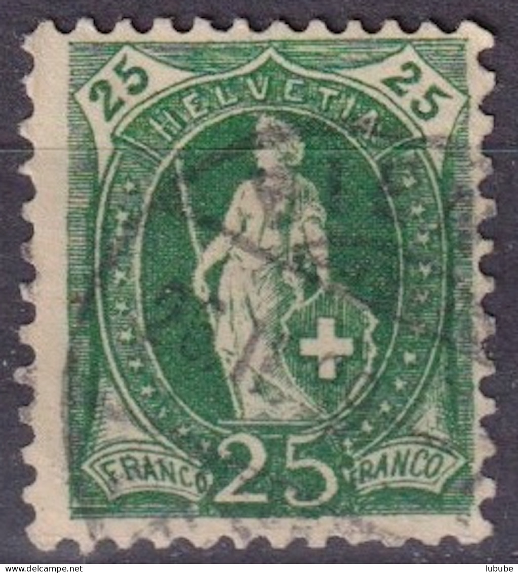 Stehende Helvetia 67D, 25 Rp.grün  BIENNE      1899 - Oblitérés