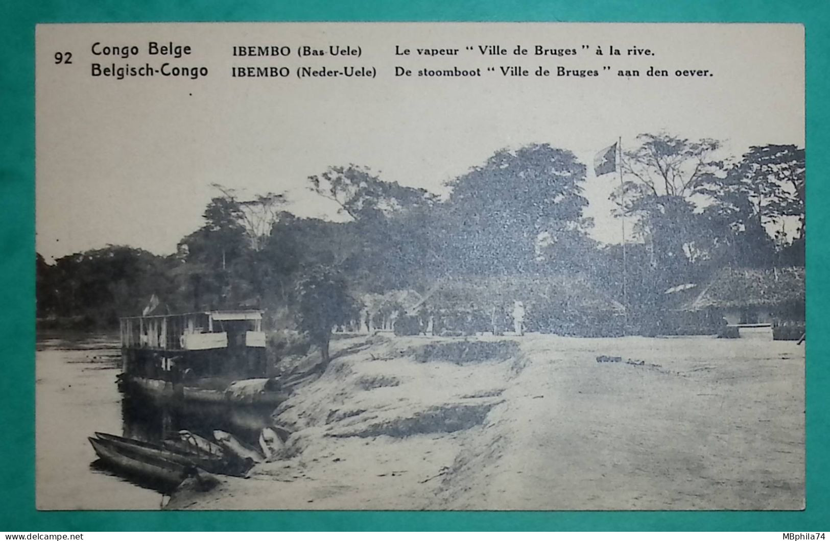 ENTIER 30 CENTIMES CONGO BELGE BELGISCH CONGO CARTE POSTALE POST CARD IBEMBO BATEAU A VAPEUR STOOMBOOT VILLE DE BRUGES - 1884-1894
