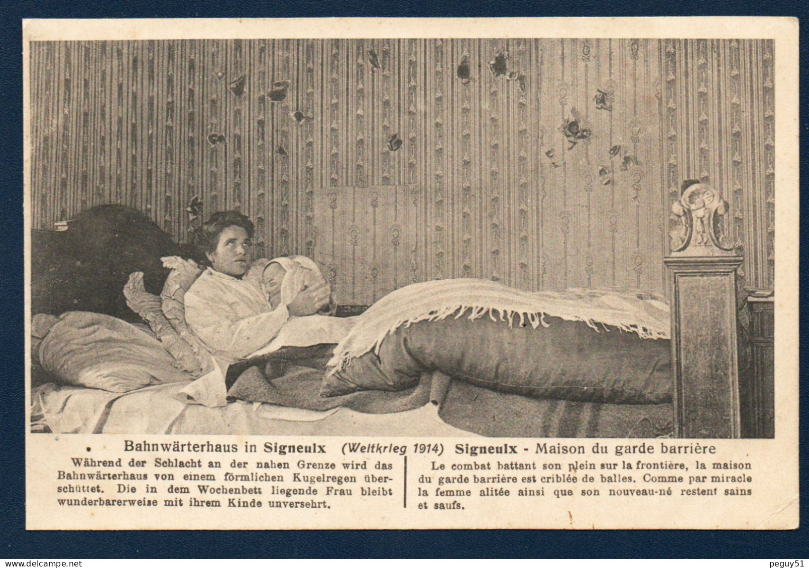 Signeulx ( Musson). Bataille De Signeulx 22 Août 1914. Maison Du Garde-barrière Bombardée, Femme Et Son Bébé Indemnes. - Musson