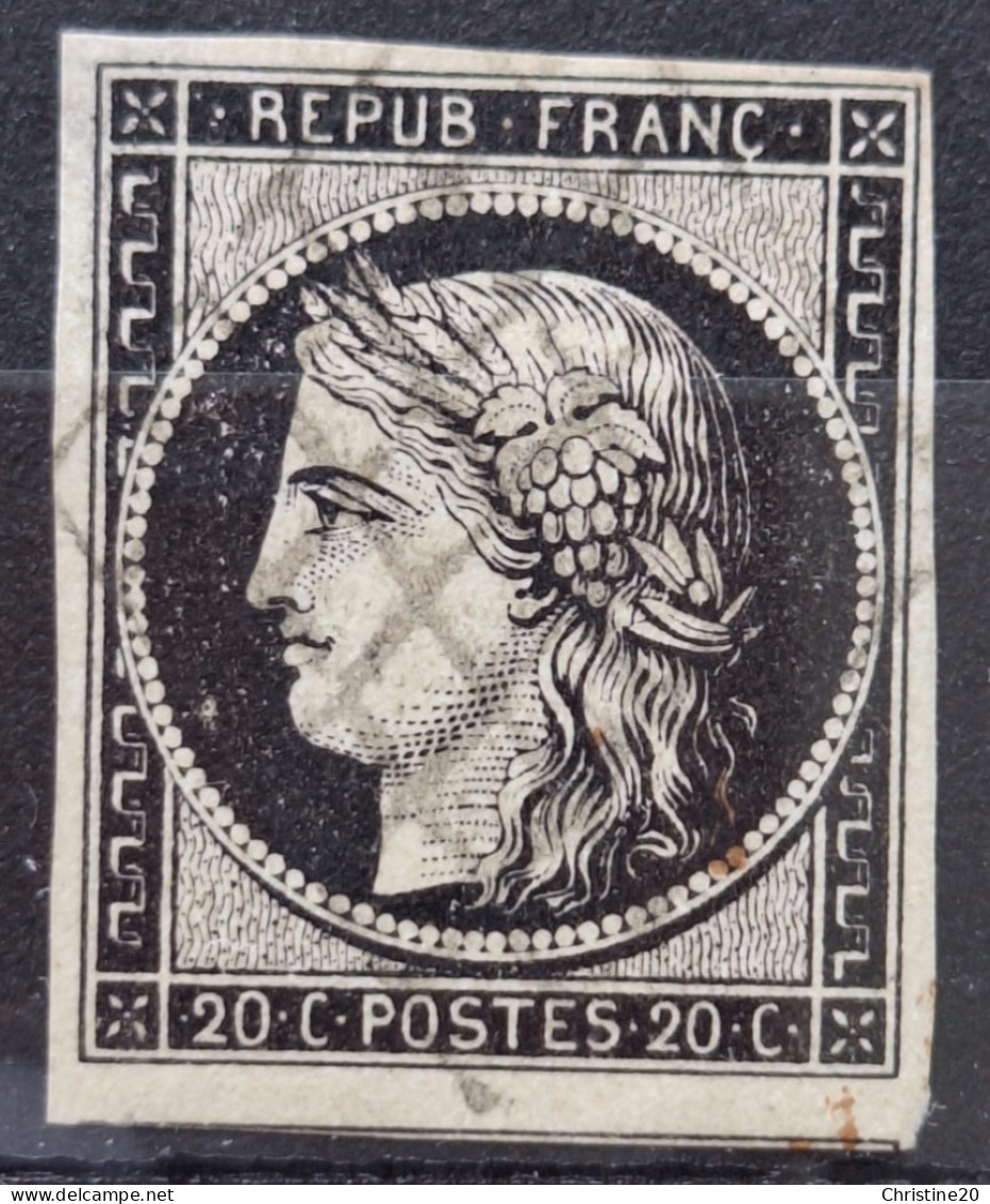 France 1849 N°3 Ob Grille TB  Cote 70€ - 1849-1850 Ceres