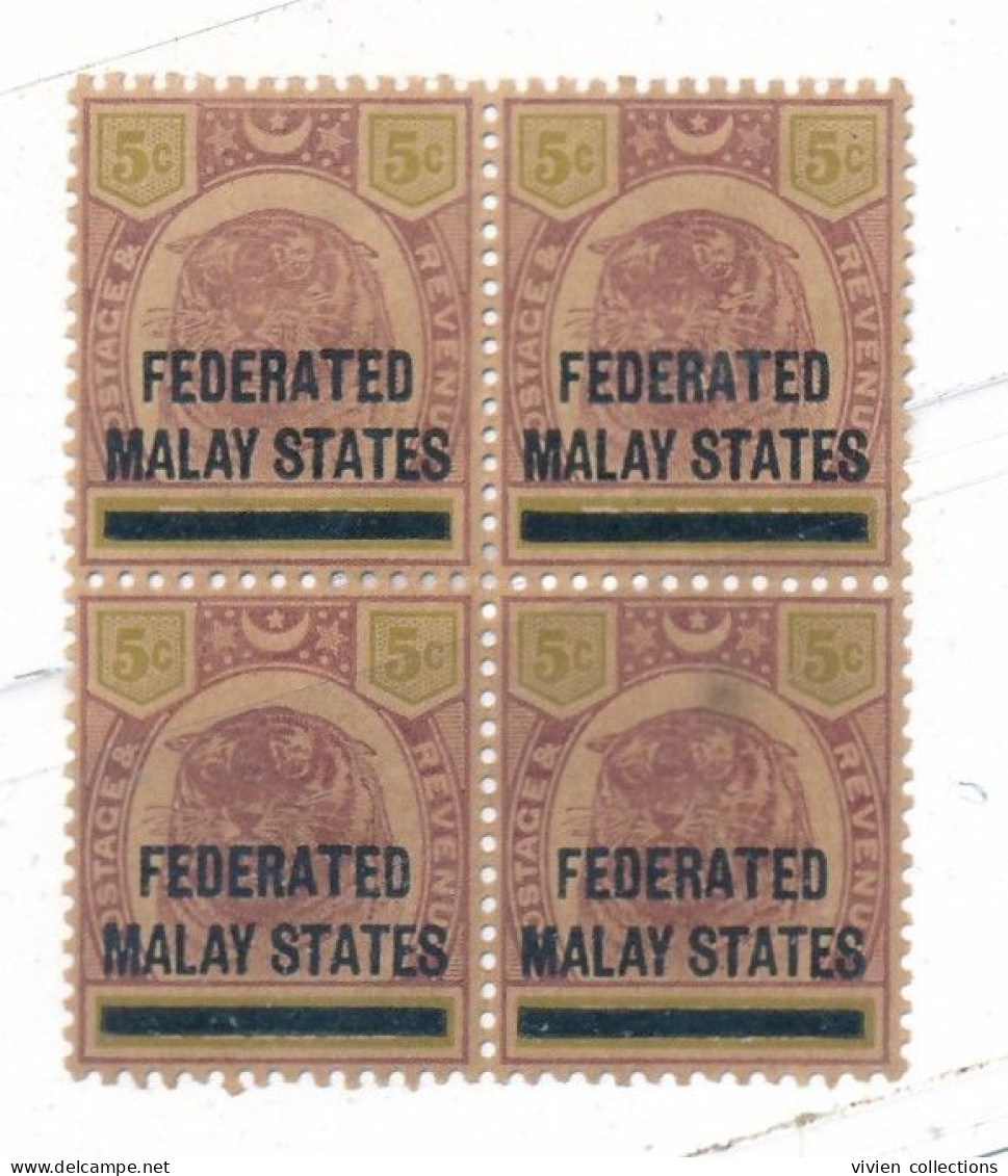 Malaisie états Malais Fédérés N° 4 Bloc De 4 (*) - Federated Malay States