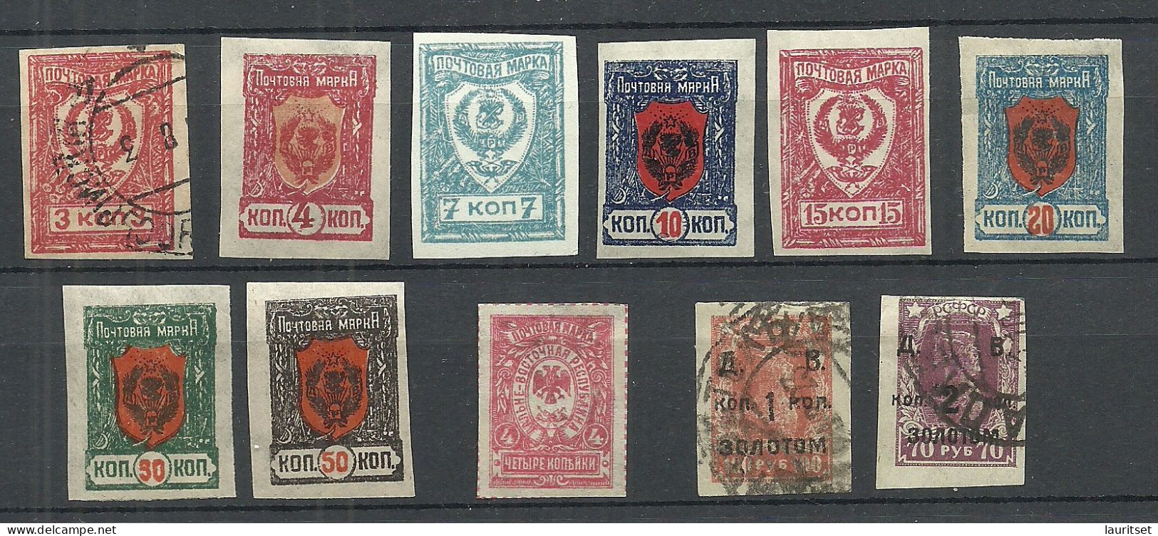 RUSSIA Russland 1921-1923 Fernost Far East Tschita Etc., 11 Stamps, Mint & Used - Sibirien Und Fernost