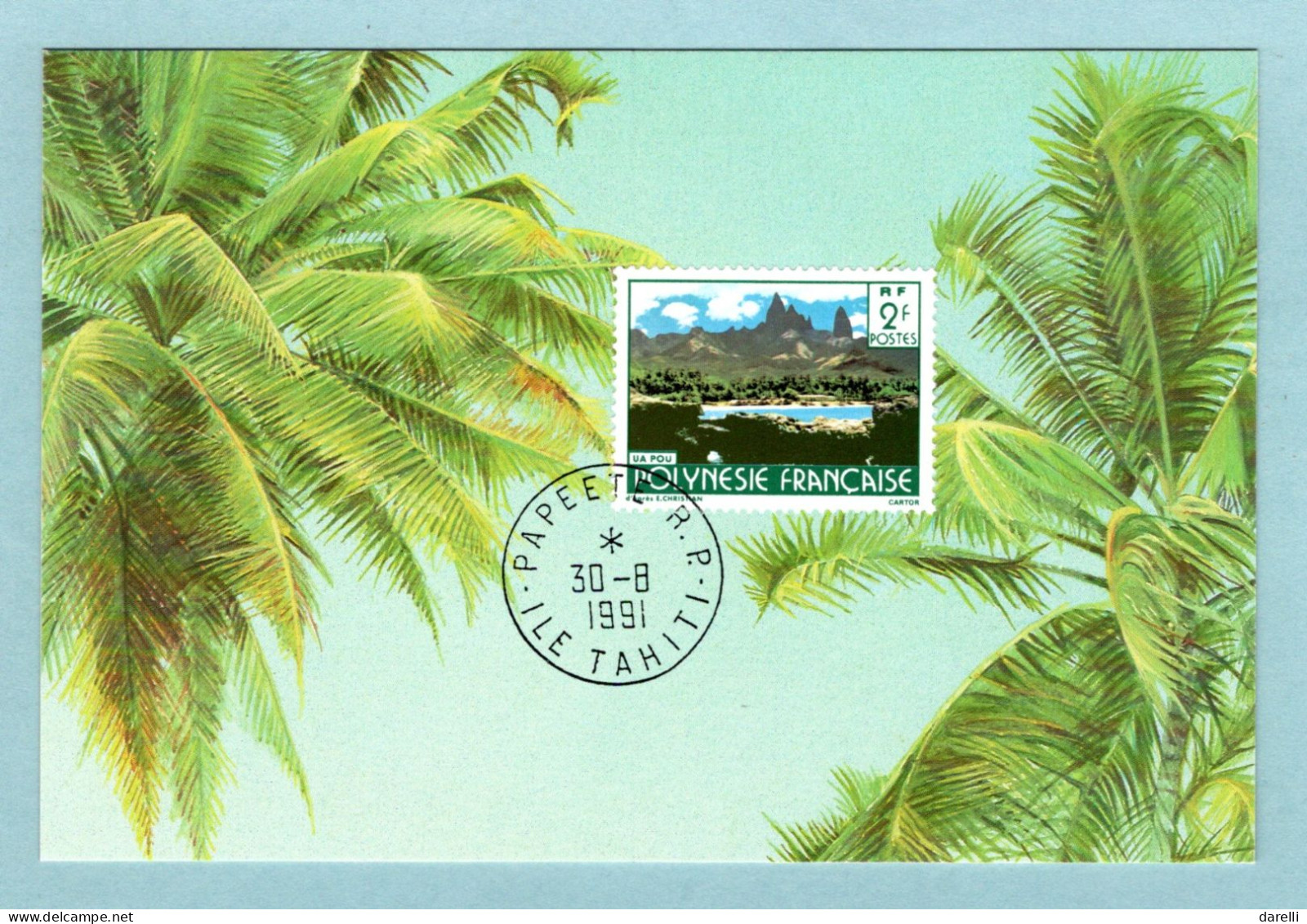 Carte Maximum Polynésie Française Oblitération 1991 - Ua Pou - YT  133 - Tahiti - Maximum Cards