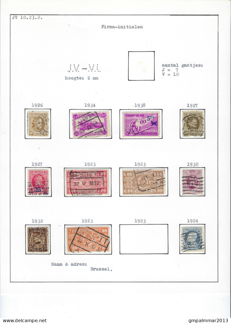 PERFIN / PERFO J.V. Van JULES VERBERCKT Met 2 Documenten En 13 Zegels Voor De Specialist ; Staat Zie 5 Scans ! LOT 180 - Unclassified