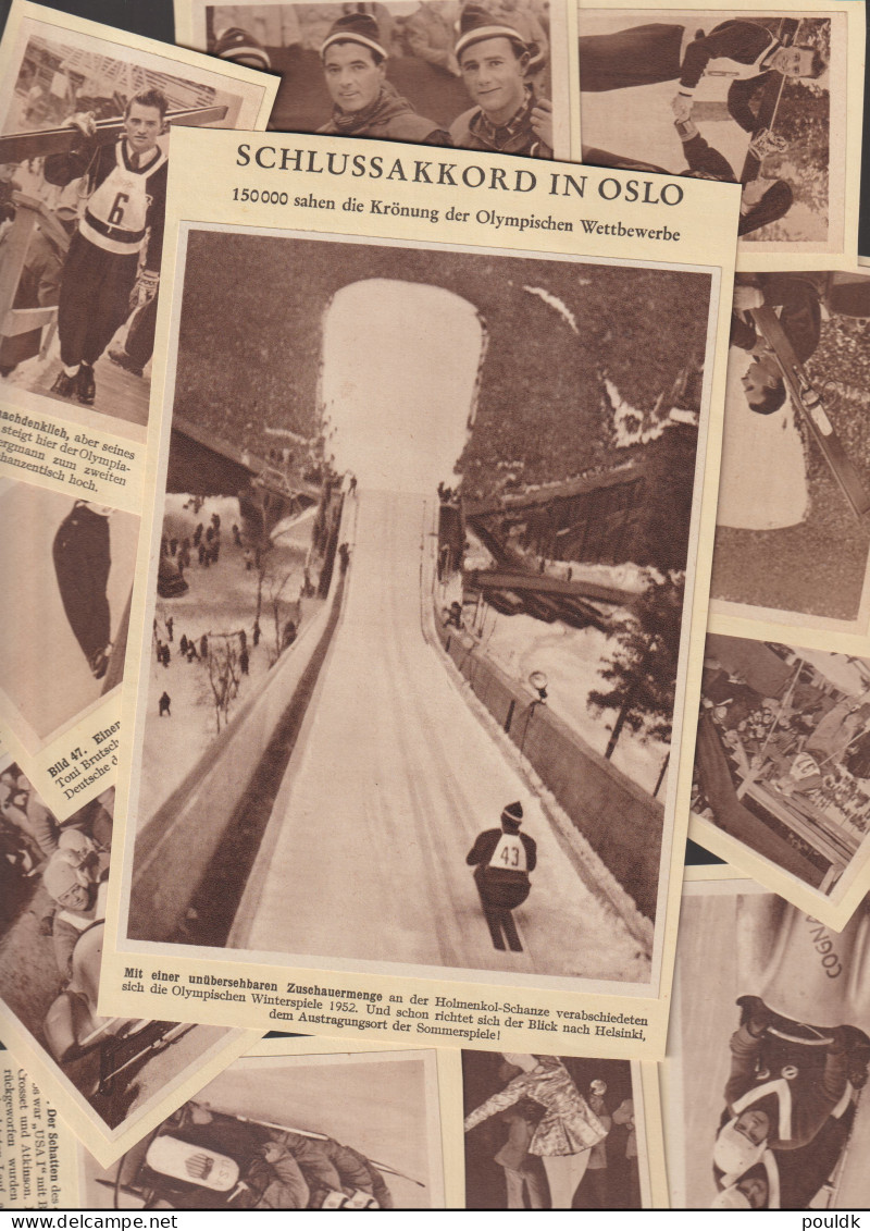 Olympic Winter Games In Oslo 1952: Collection Of 49 Paper Images Glued Into A Book, Then Cut Out. German Text.  - Invierno 1952: Oslo