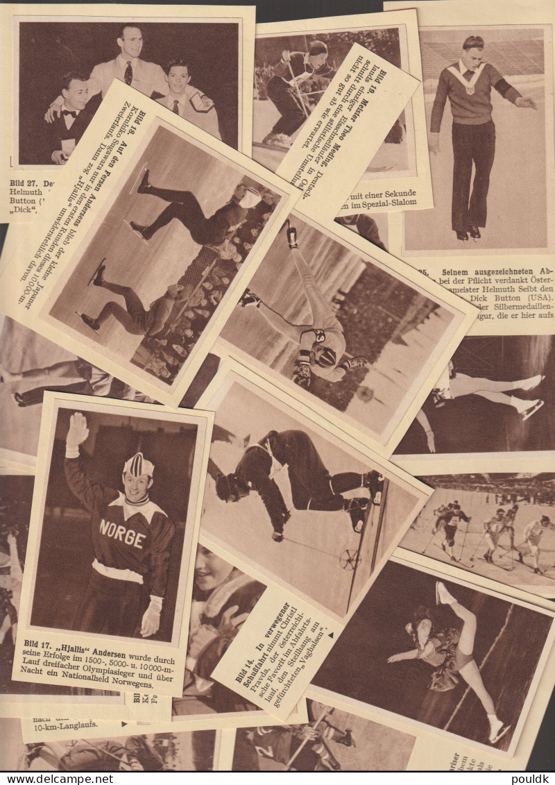 Olympic Winter Games In Oslo 1952: Collection Of 49 Paper Images Glued Into A Book, Then Cut Out. German Text.  - Invierno 1952: Oslo