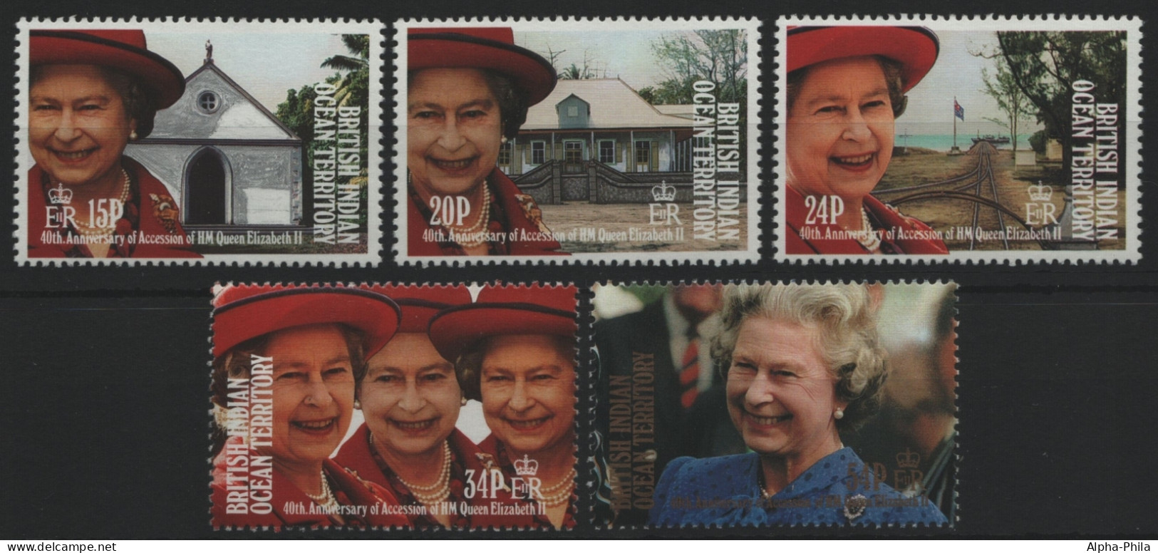 BIOT 1992 - Mi-Nr. 119-123 ** - MNH - 40. Jahrestag Der Thronbesteigung - Britisches Territorium Im Indischen Ozean