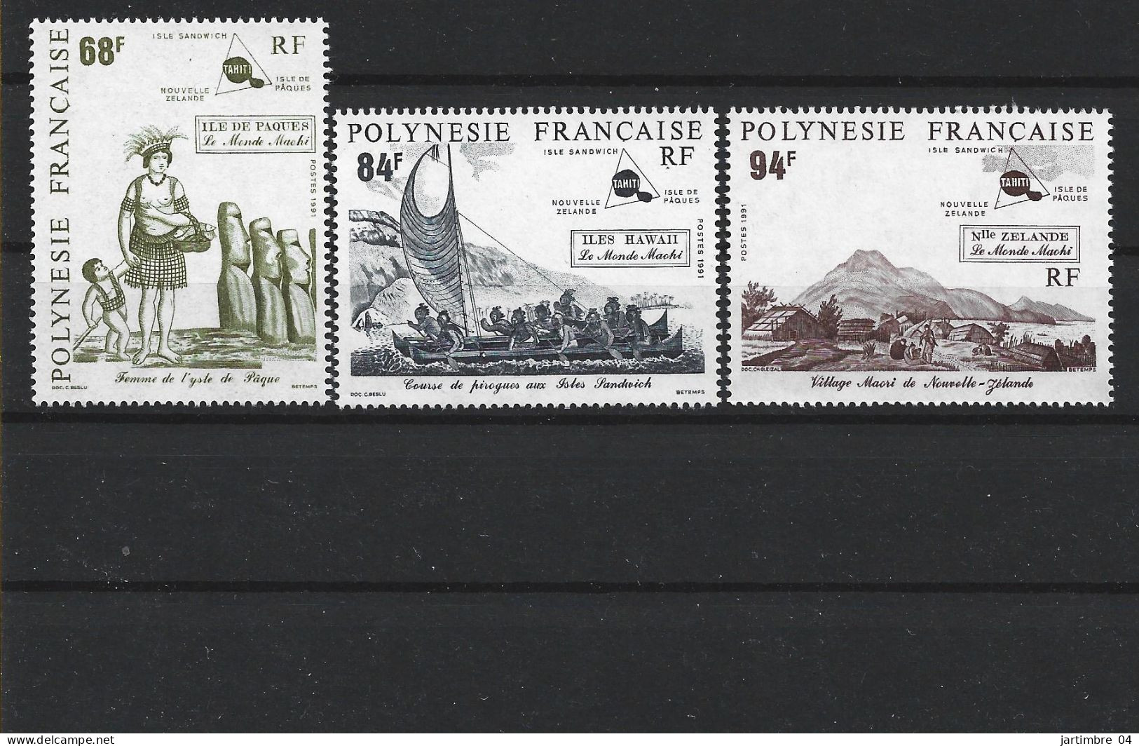 1991 POLYNESIE FRANCAISE 379-81** Maohi, Ile De Pâques, Hawaï, II - Neufs