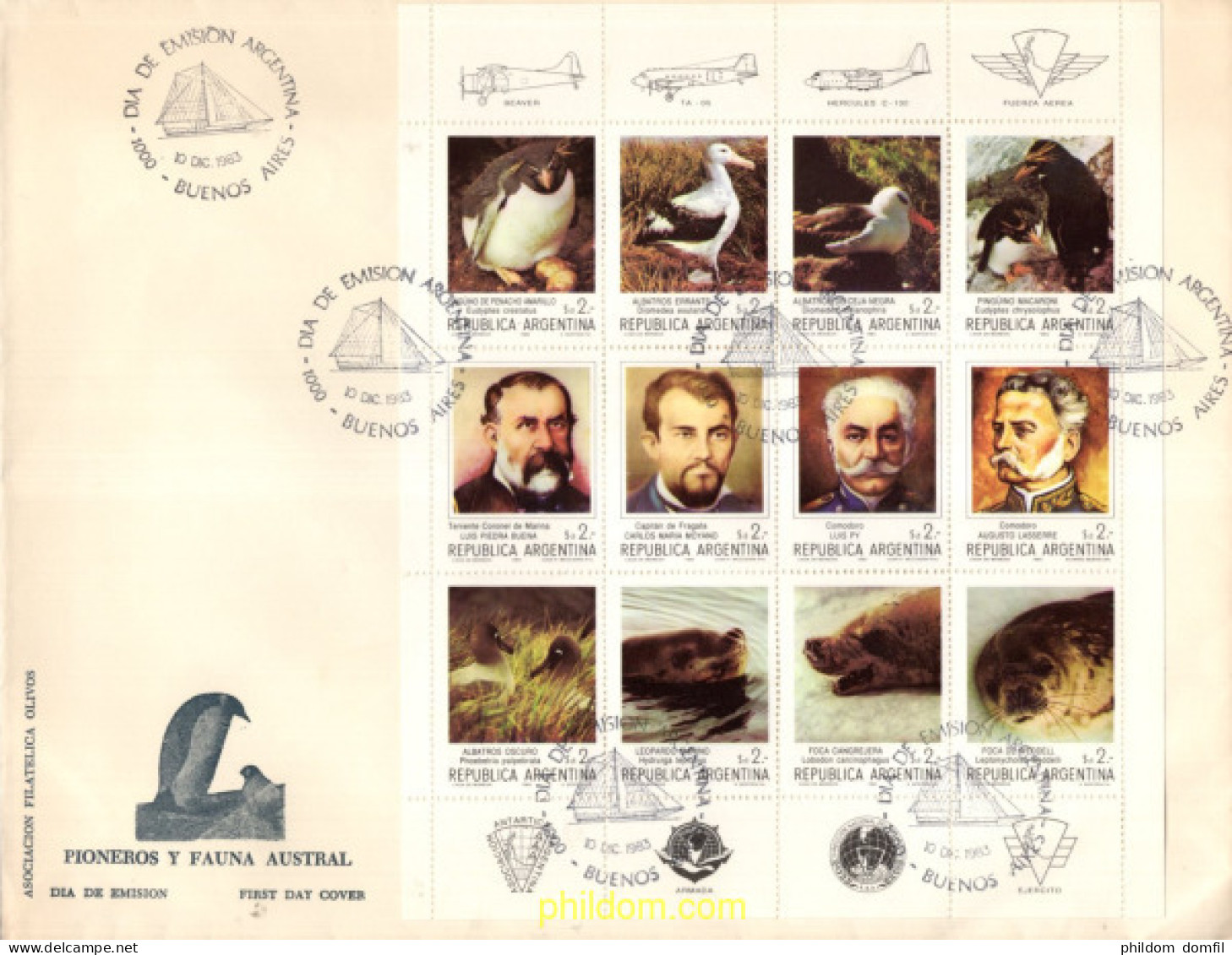 714953 MNH ARGENTINA 1983 PIONEROS Y FAUNA DE LA ANTARTICA ARGENTINA - Neufs