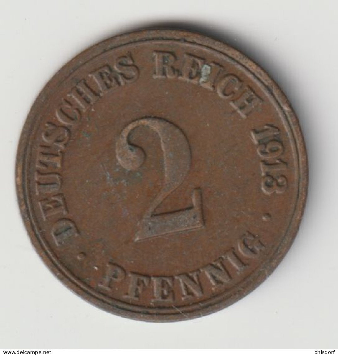 DEUTSCHES REICH 1913 A: 2 Pfennig, KM 16 - 2 Pfennig