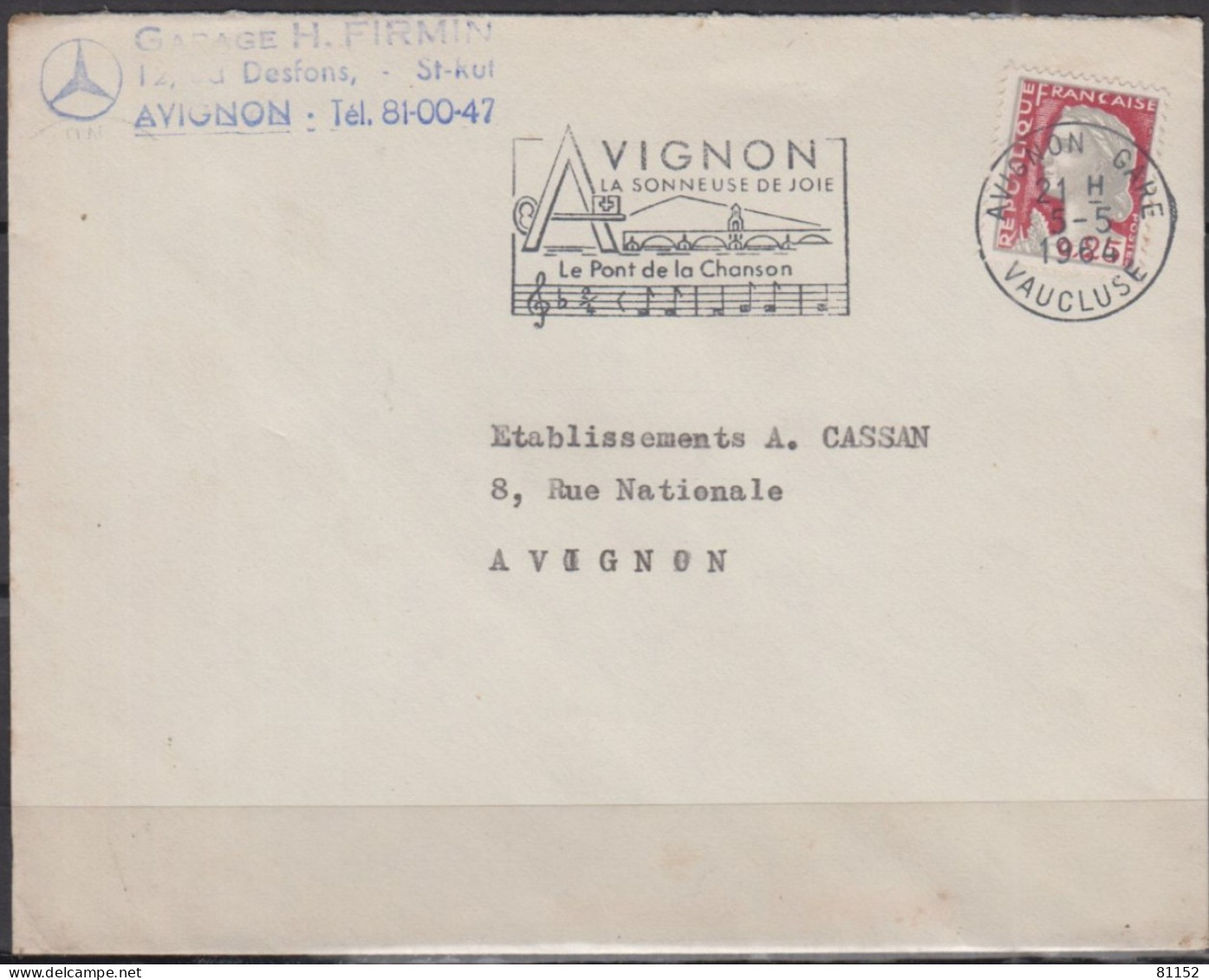 Mne De DECARIS 25c  + Sécap   Sur Lettre Pub " Blason MERCEDES " De  AVIGNON  Le 5 5 1964  Pour AVIGNON - 1960 Maríanne De Decaris