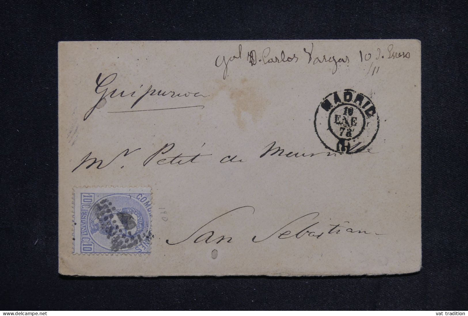 ESPAGNE - Enveloppe De Madrid Pour San Sebastian En 1873  - L 147982 - Cartas & Documentos