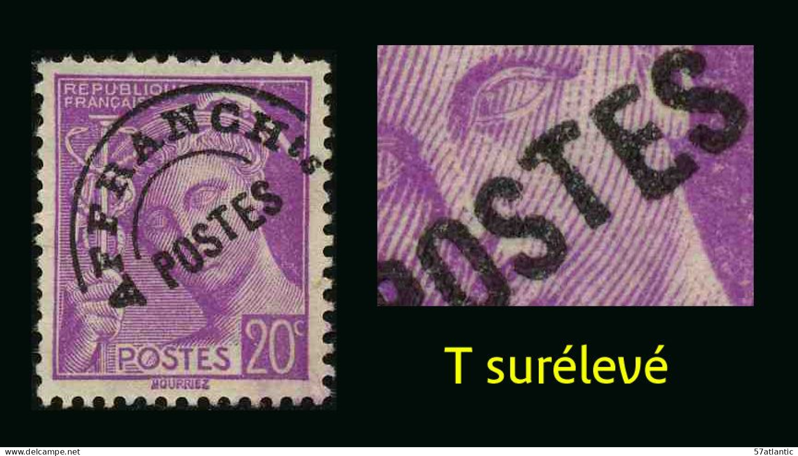 FRANCE - YT PREO 78 B  - VARIETE T Surélevé - TIMBRE SANS GOMME - Used Stamps