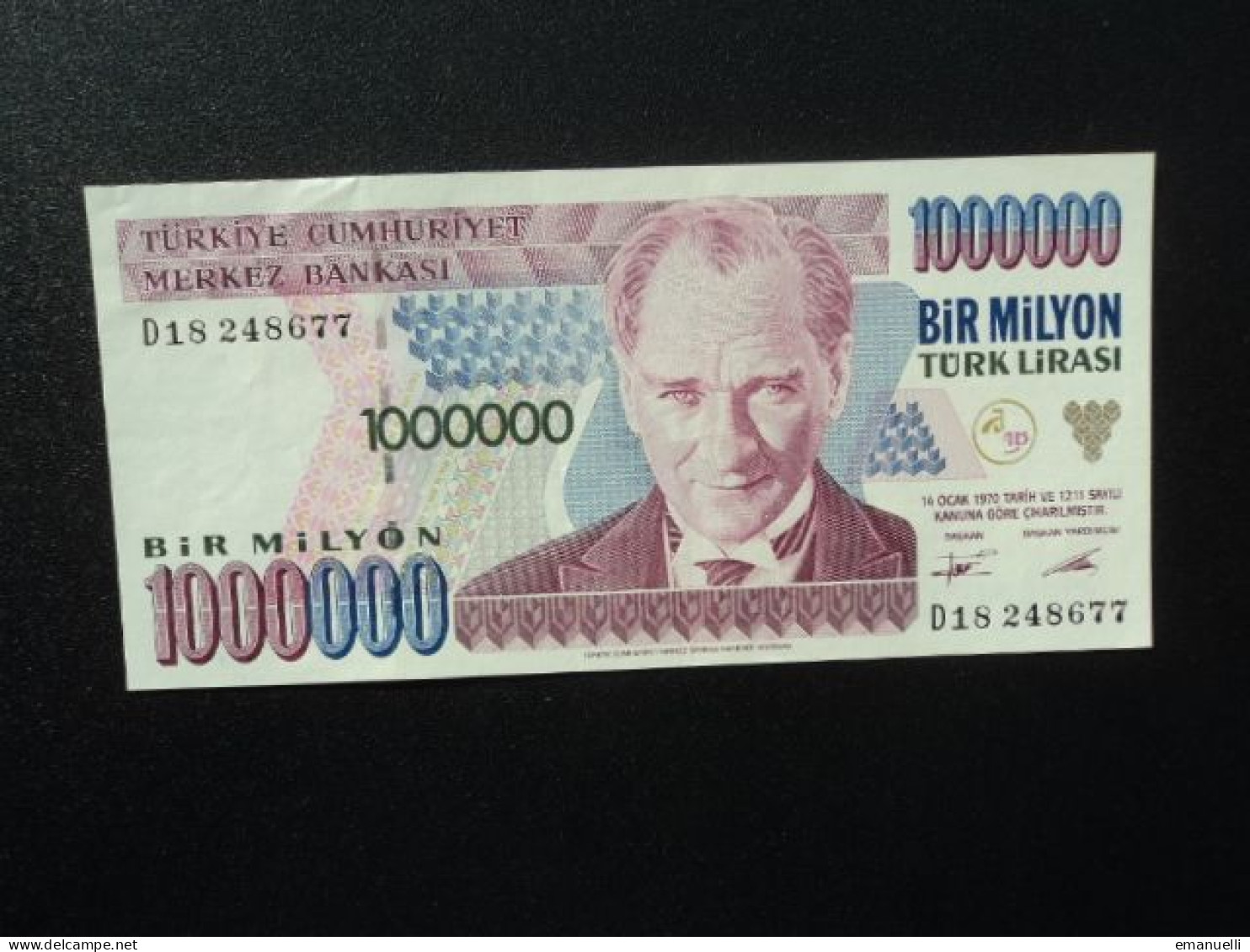 RÉPUBLIQUE DE TURQUIE * : 1 000 000 LIRA   L.1970 (1995)     P 209     TTB+ - Turquie