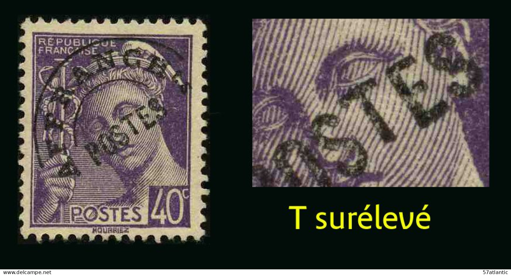 FRANCE - YT PREO 80 B  - VARIETE T Surélevé - TIMBRE SANS GOMME - Used Stamps