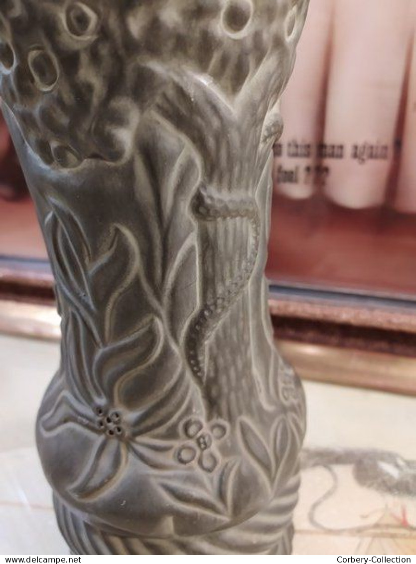 Ancien Vase Céramique Jardin d'Eden Adam & Eve Ceramica Breda Majo Espagne