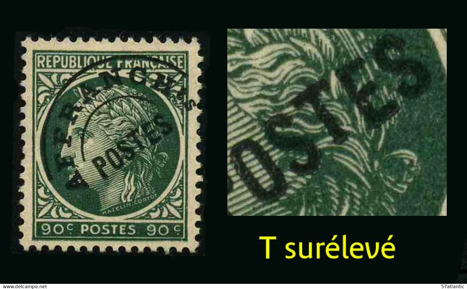 FRANCE - YT PREO 89 C  - VARIETE T Surélevé - TIMBRE SANS GOMME - Used Stamps