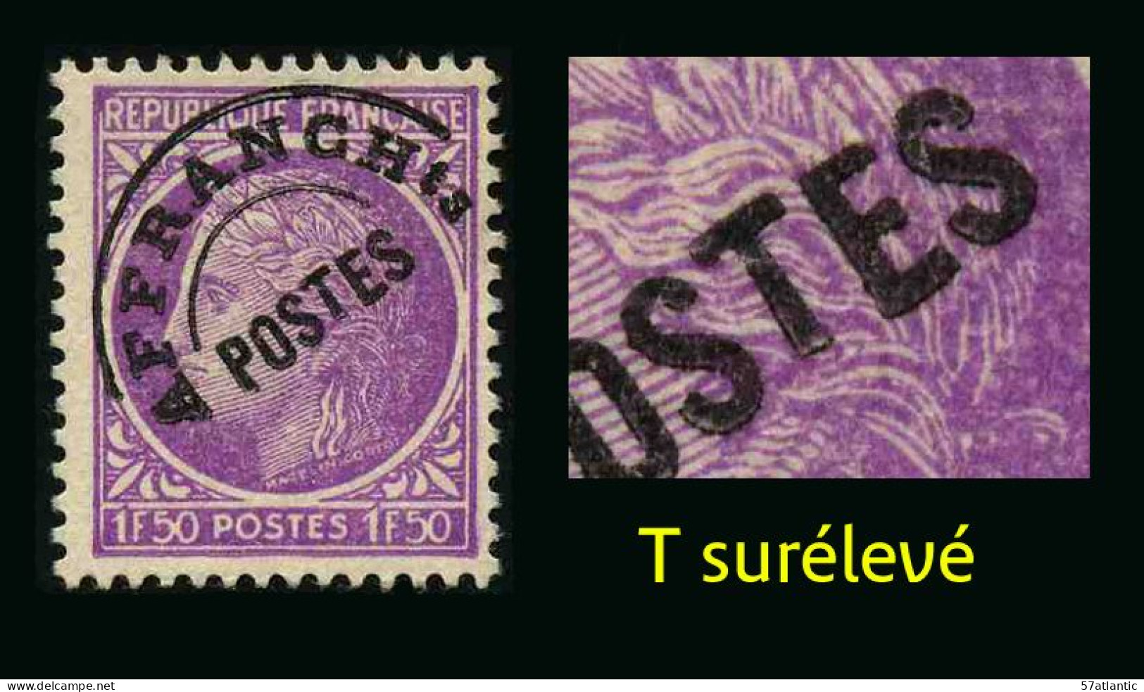 FRANCE - YT PREO 91A B  - VARIETE T Surélevé - TIMBRE SANS GOMME - Used Stamps