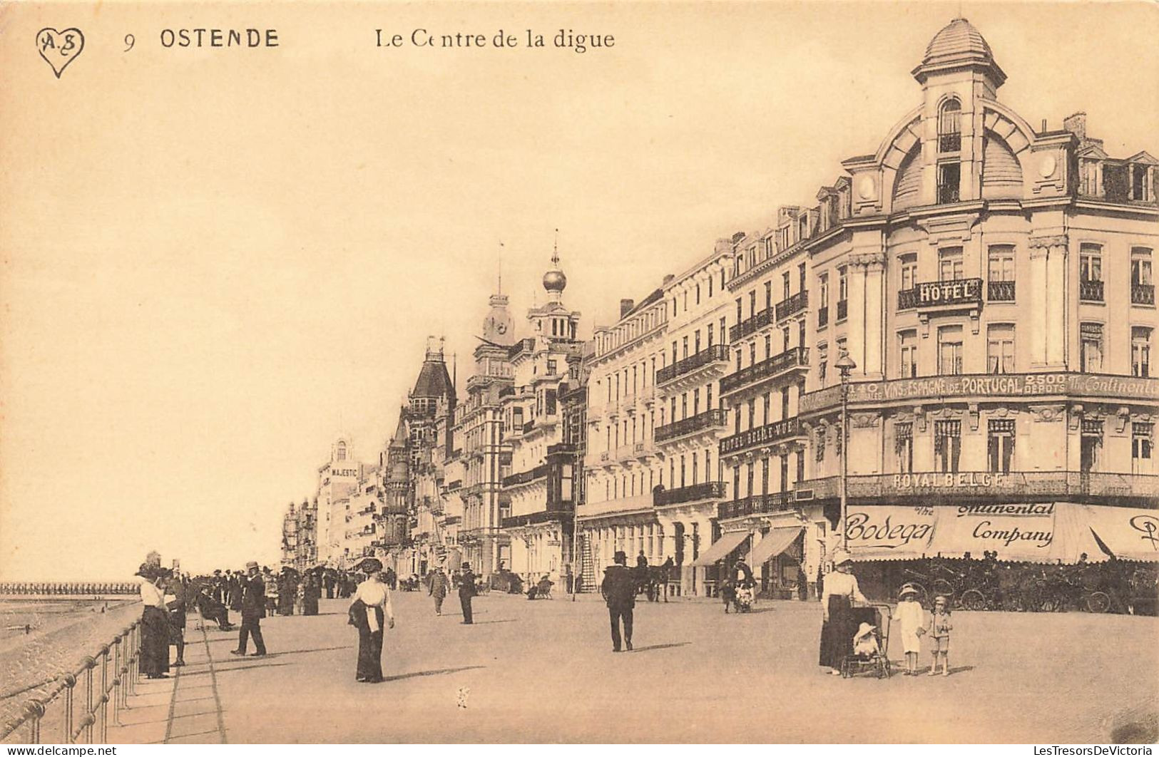 BELGIQUE - Ostende - Le Centre De La Digue - Animé - Carte Postale Ancienne - Oostende