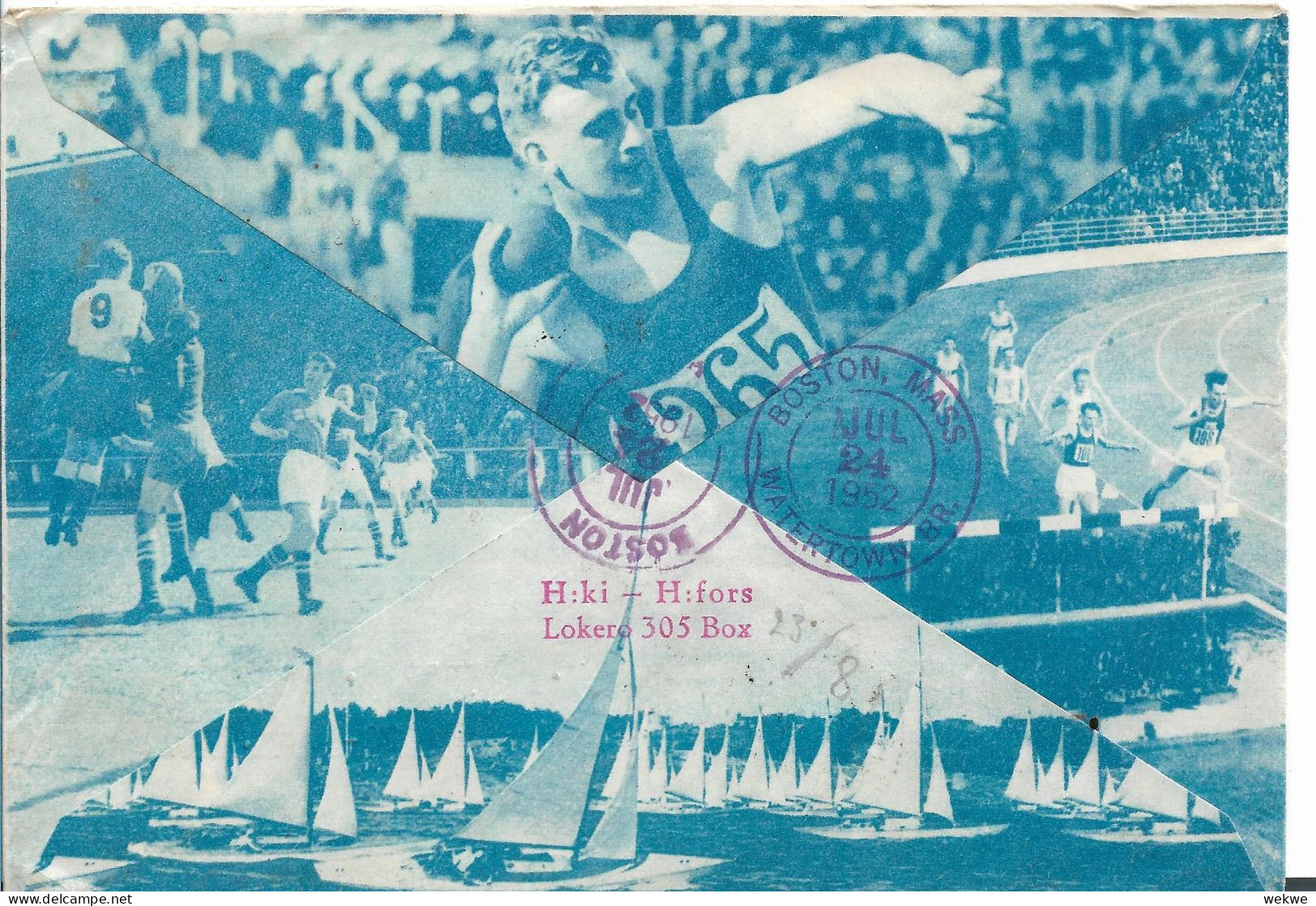 OY206 / OLYMPIA - Spiele 1952 Auf Schmuck-Kuvert Ex Helsinki Nach Watertown USA - Sommer 1952: Helsinki
